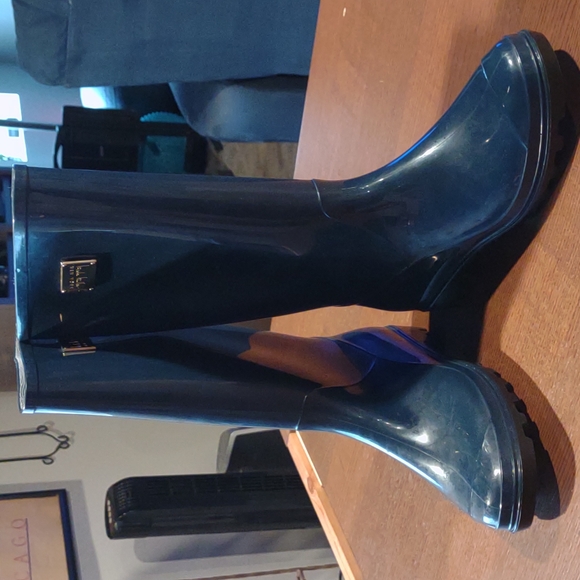 NWOT NICOLE MILLER NEW YORK Navy Blue 🔵 Pull-up Rubber Rain Boots. Size 9 - Picture 3 of 8